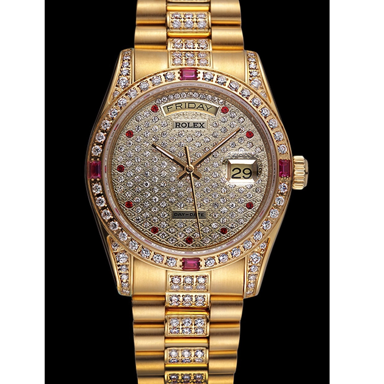 AAA replica watch Yellow Gold-srl184 Diamonds 621614 Swiss Rolex Day-Date 0604